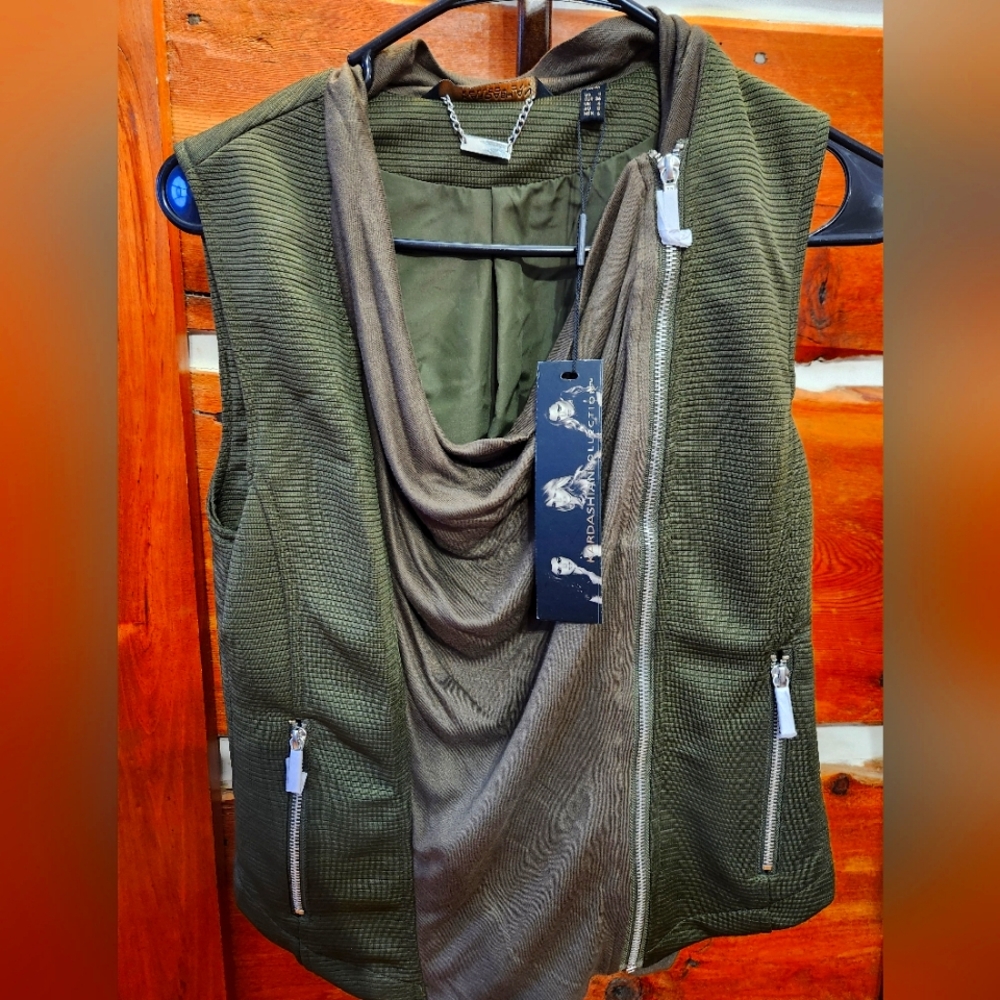 Kardashian Kollection Olive Green Sleeveless Vest NWT